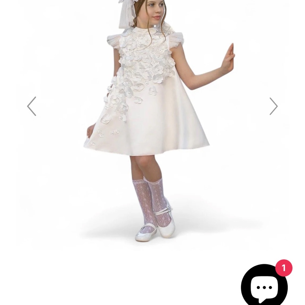 Charming White Floral Kids Dance Costume